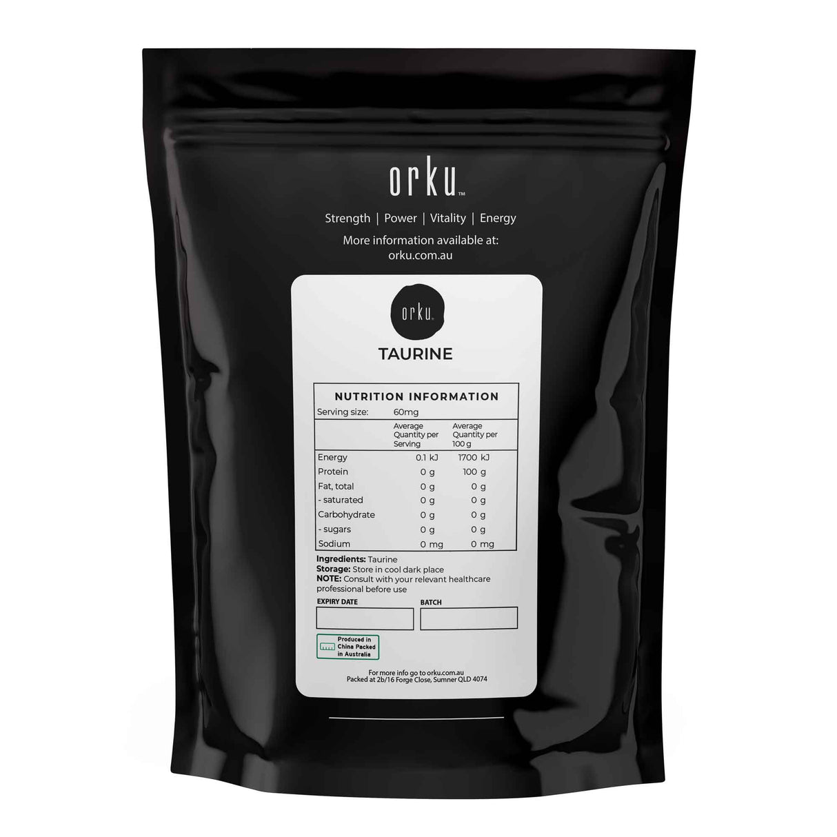 400g Taurine Powder - Pure Amino Acid Food Grade L-Taurine Vitamin Supplement