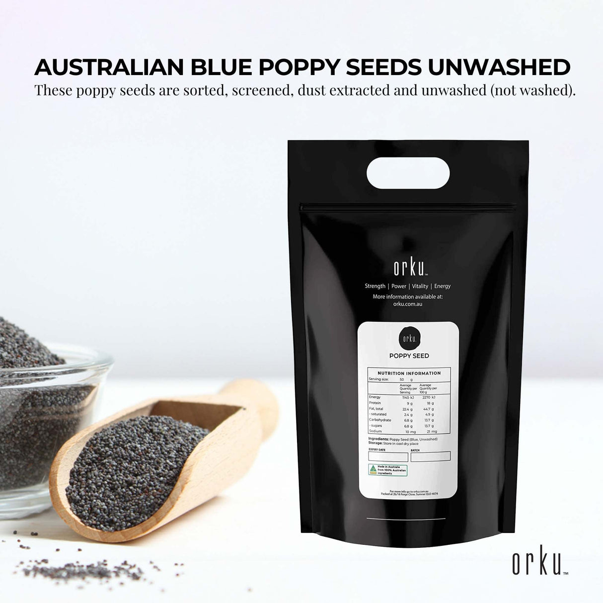 5Kg Poppy Seeds Pouch Blue Unwashed 100% Australian Food Baking Cooking Mineral
