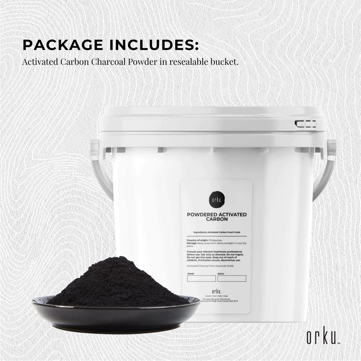 2.3Kg Activated Carbon Powder Coconut Charcoal Bucket - Teeth Whitening + Skin