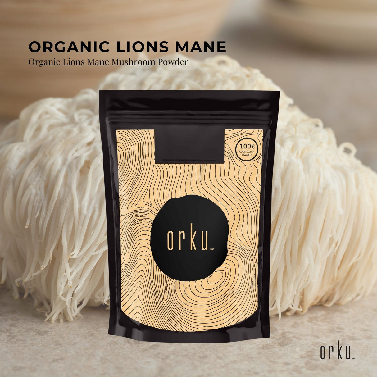 50g Organic Lions Mane Mushroom Powder Supplement - Hericium Erinaceus Superfood