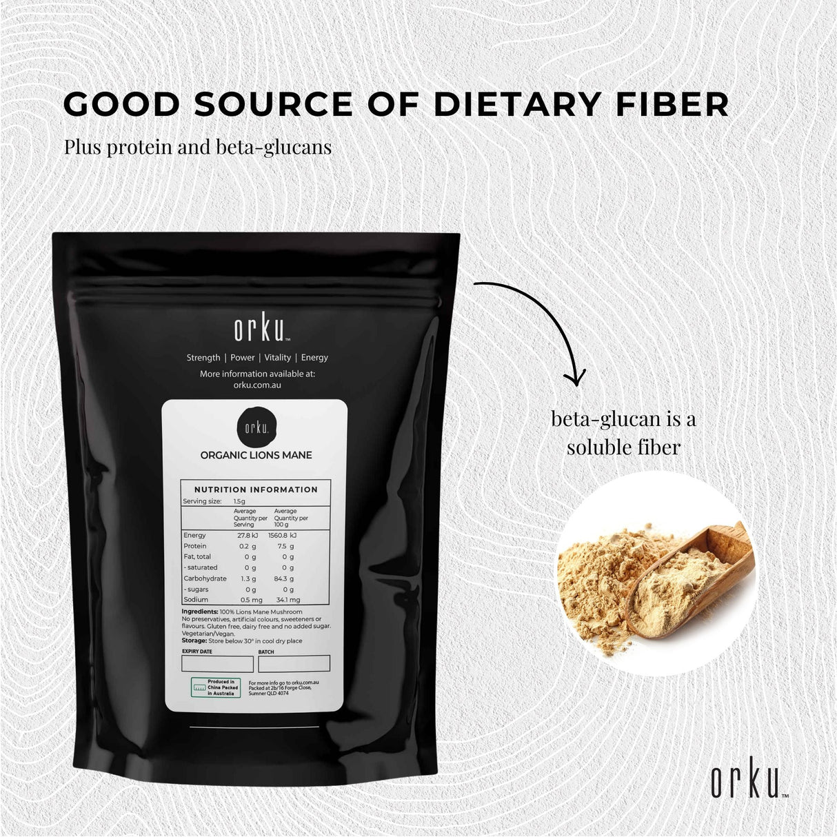 200g Organic Lions Mane Mushroom Powder Supplement Hericium Erinaceus Superfood