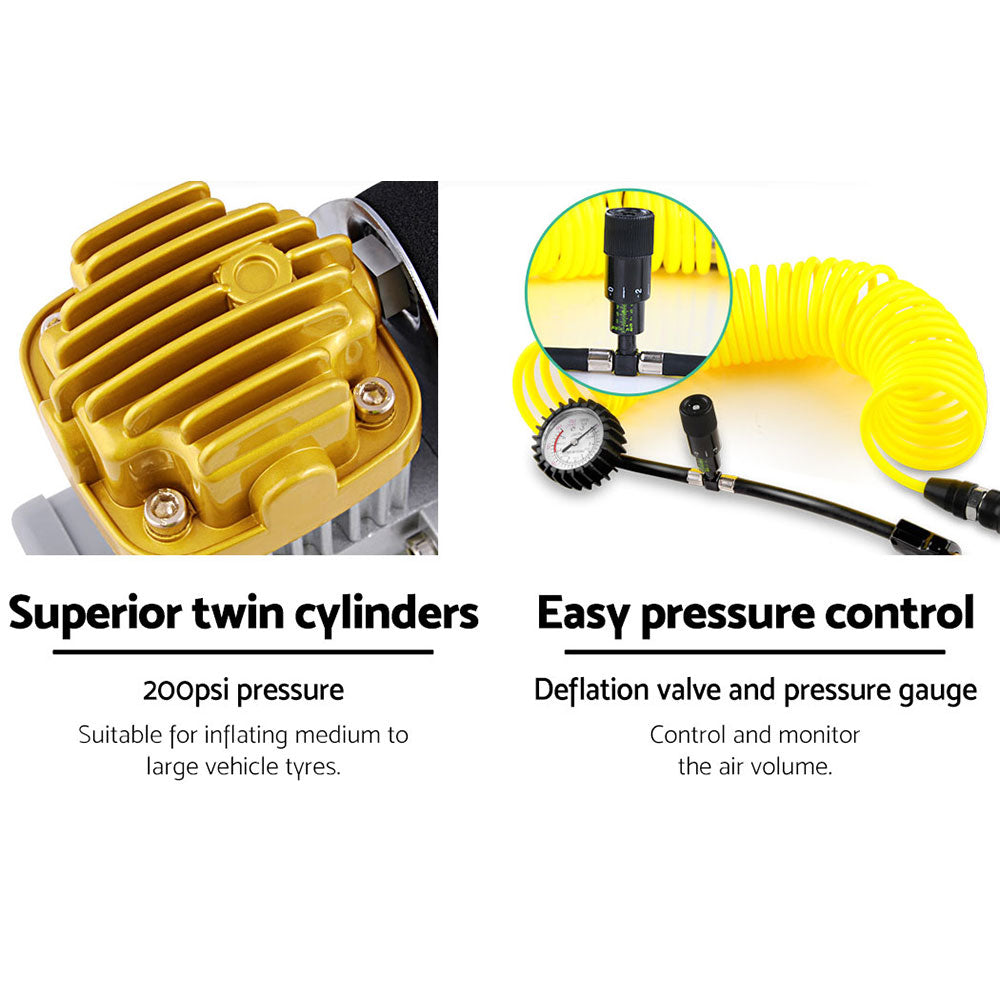 Air Compressor 12V 4x4 Tyre 200L/MIN Deflator Inflator Car Truck Portable
