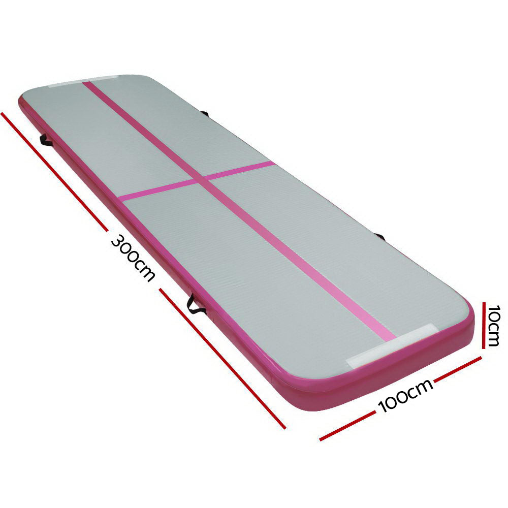 3m x 1m Air Track Mat Gymnastic Tumbling Pink and Grey