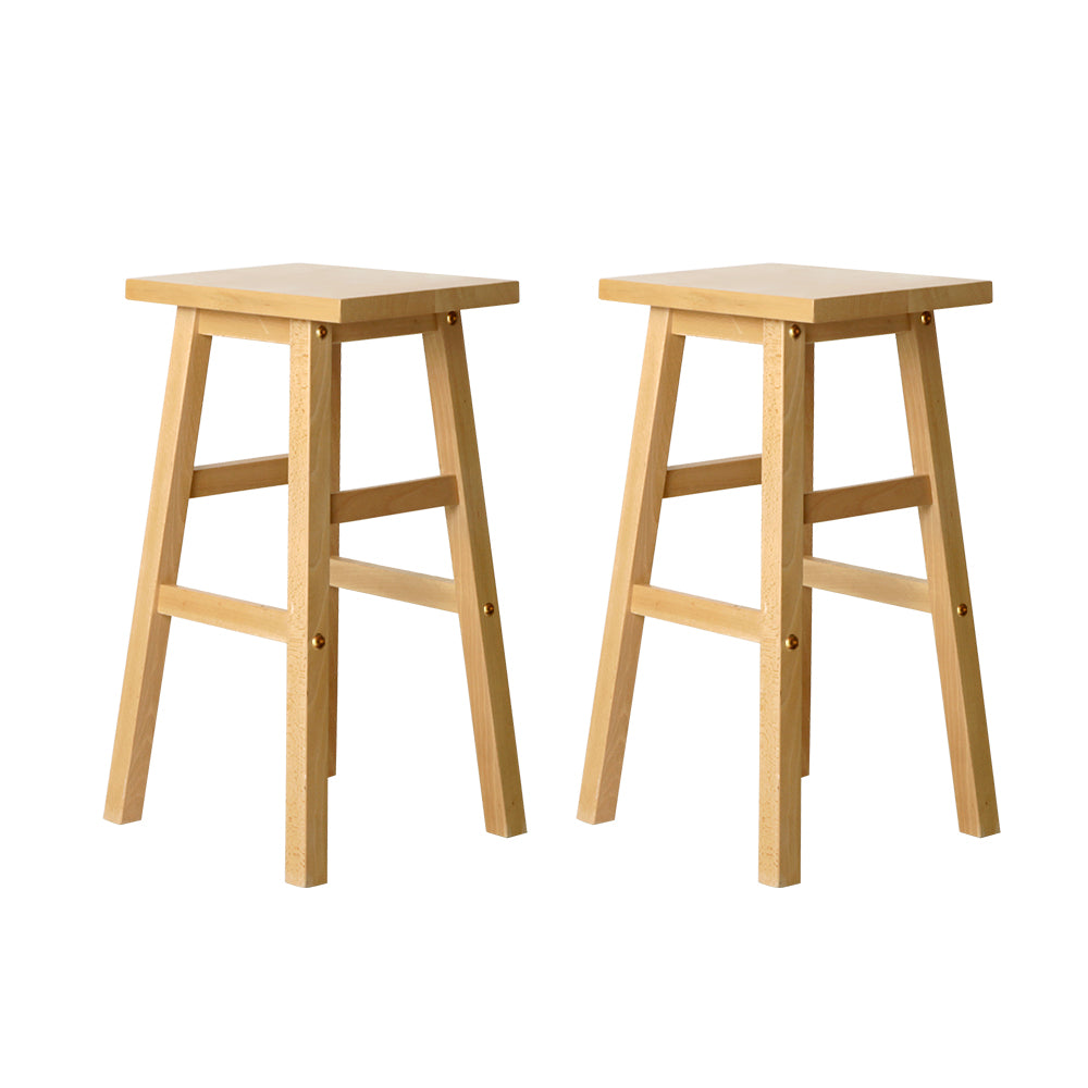 Bar Stools Kitchen Counter Stools Wooden Chairs Natural x2