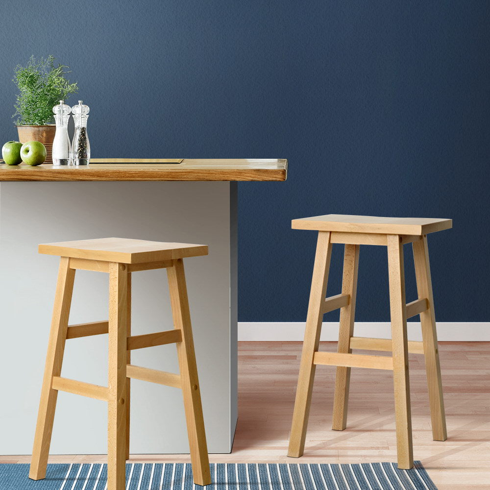 Bar Stools Kitchen Counter Stools Wooden Chairs Natural x2