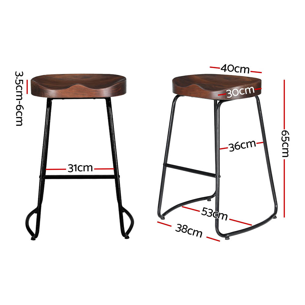 2x Bar Stools Tractor Seat 65cm Black