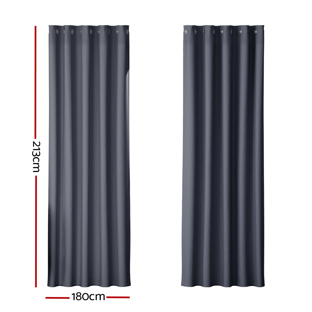 2X Blockout Curtains Eyelet 180x213cm Charcoal
