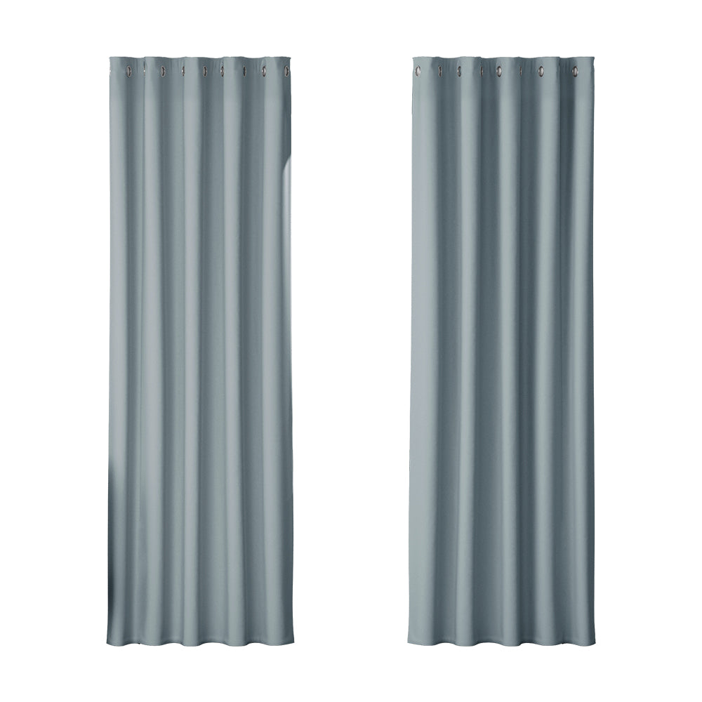 2X Blockout Curtains Eyelet 180x213cm Grey