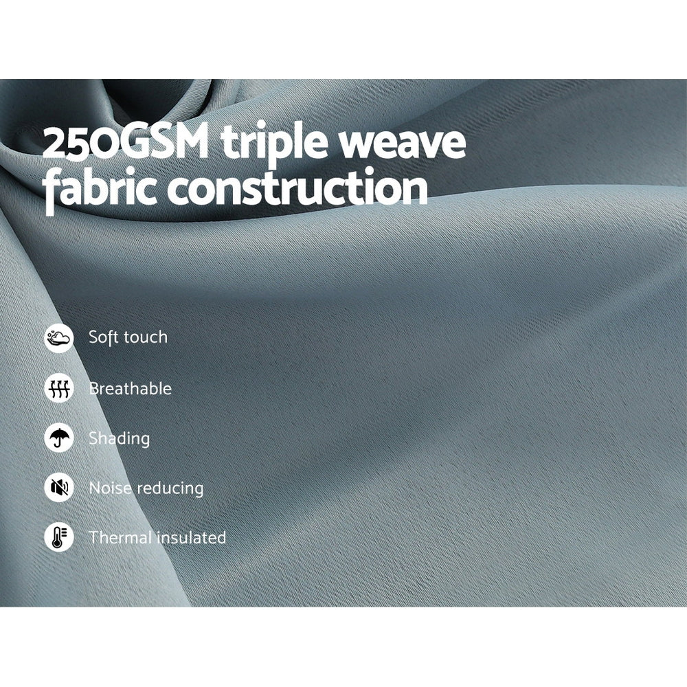 2X Blockout Curtains Eyelet 180x213cm Grey