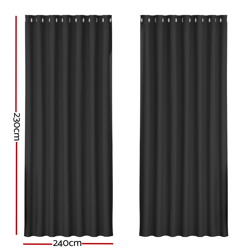 2X Blockout Curtains Eyelet 240x230cm Black
