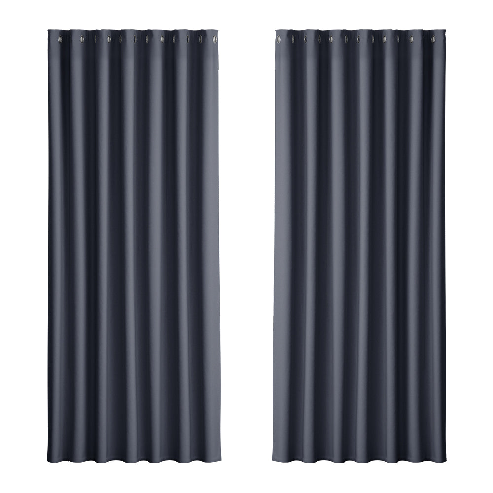 2X Blockout Curtains Eyelet 240x230cm Charcoal