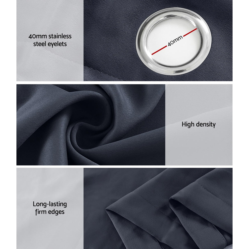 2X Blockout Curtains Eyelet 300x230cm Charcoal