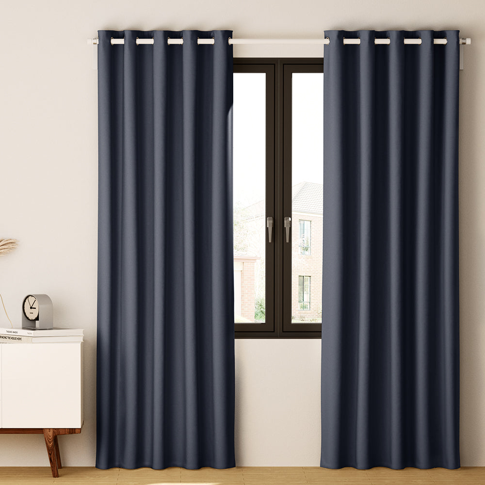 2X Blockout Curtains Eyelet 300x230cm Charcoal