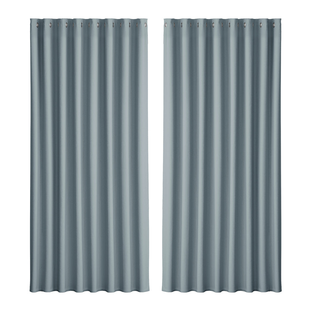 2X Blockout Curtains Eyelet 300x230cm Grey