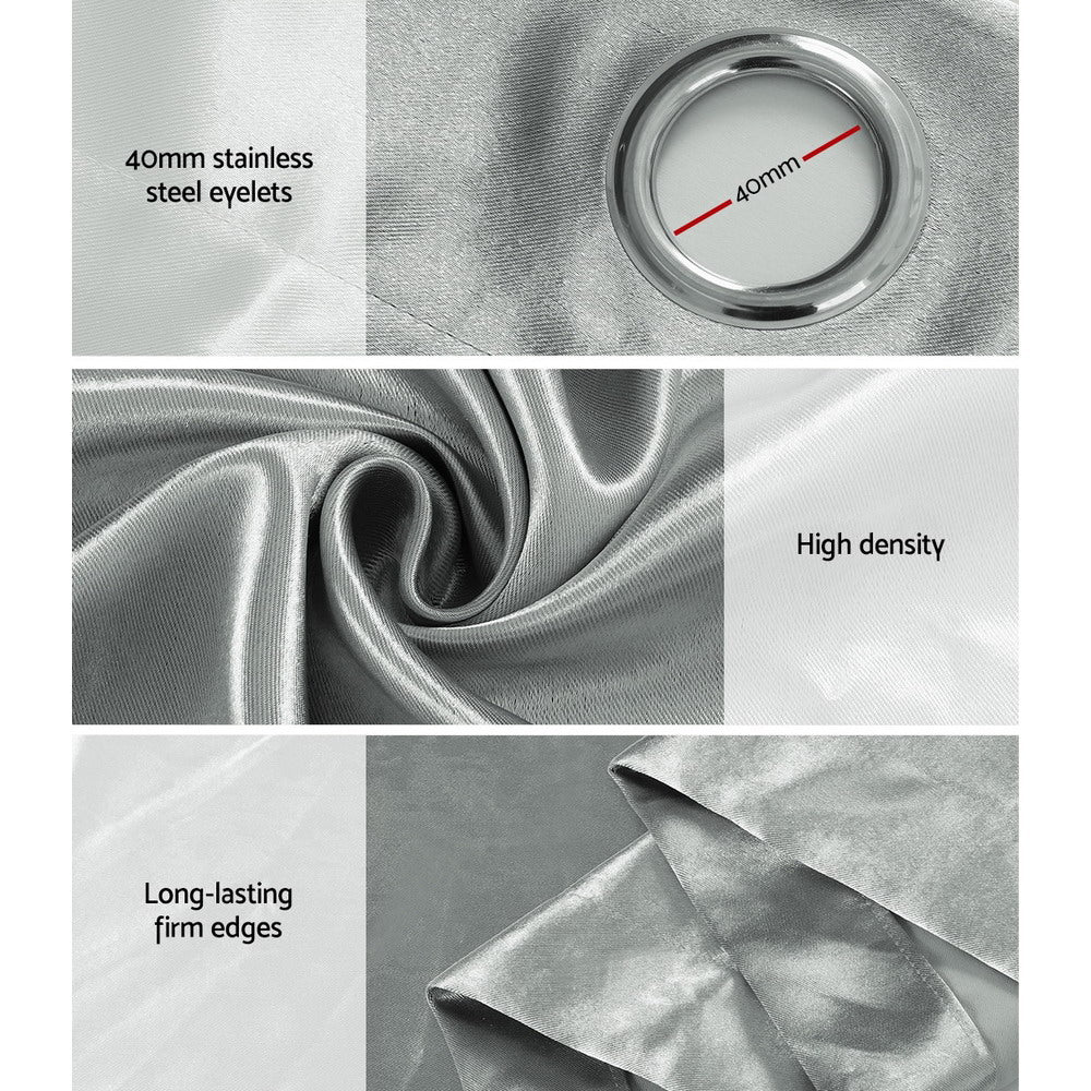 2X Blockout Curtains Eyelet 140x230cm Grey Shine