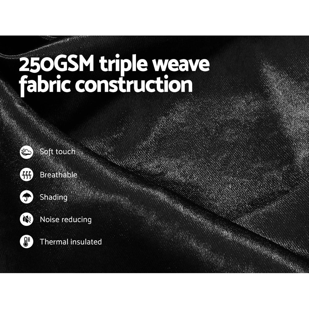 2X Blockout Curtains Eyelet 240x230cm Black Shine