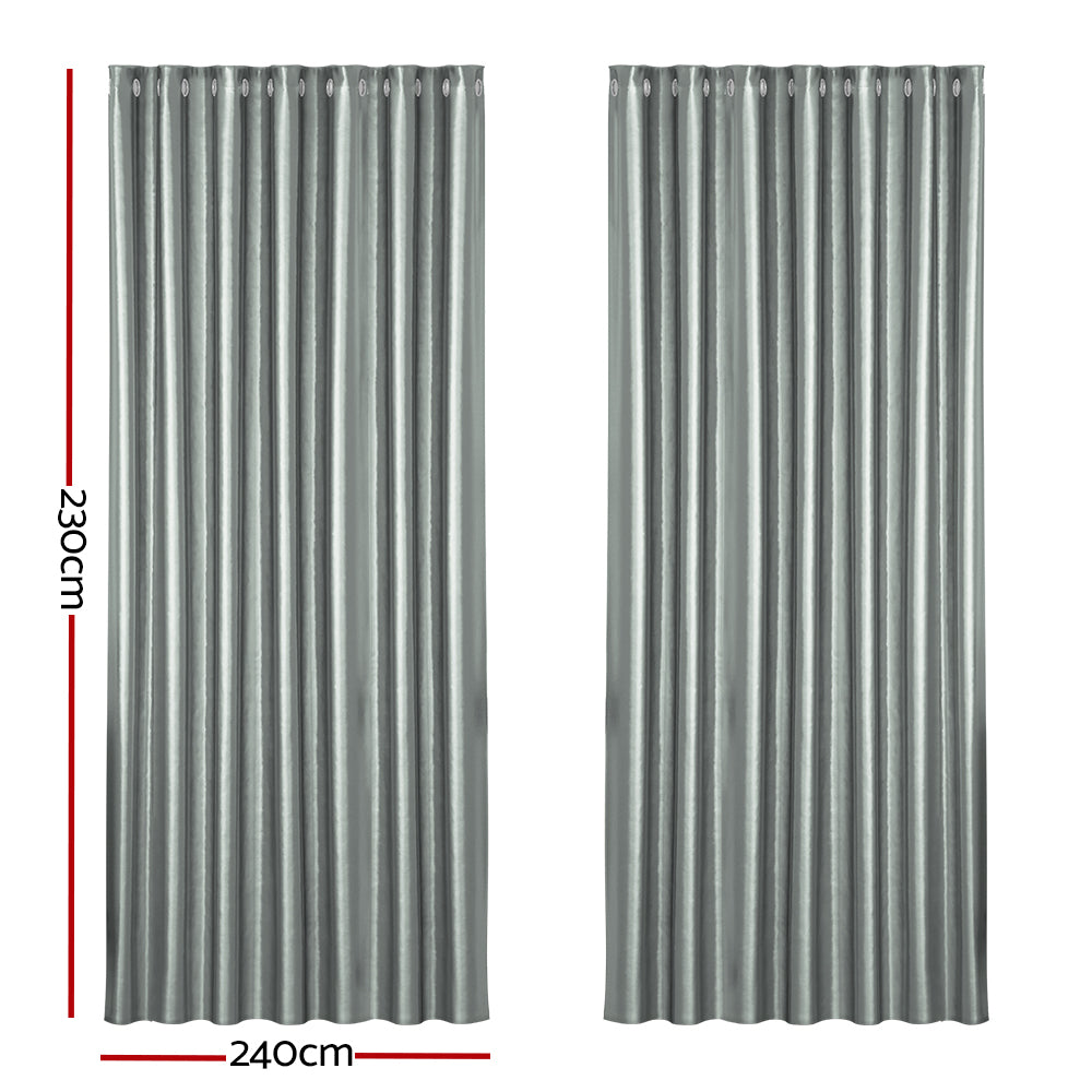 2X Blockout Curtains Eyelet 240x230cm Grey Shine