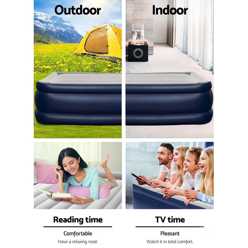Air Mattress King Inflatable Bed 56cm Airbed Blue