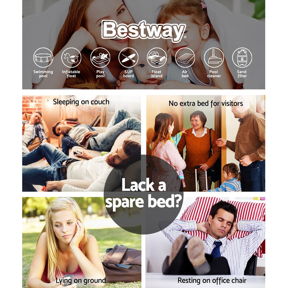 Air Mattress Queen Inflatable Bed 46cm Airbed Blue