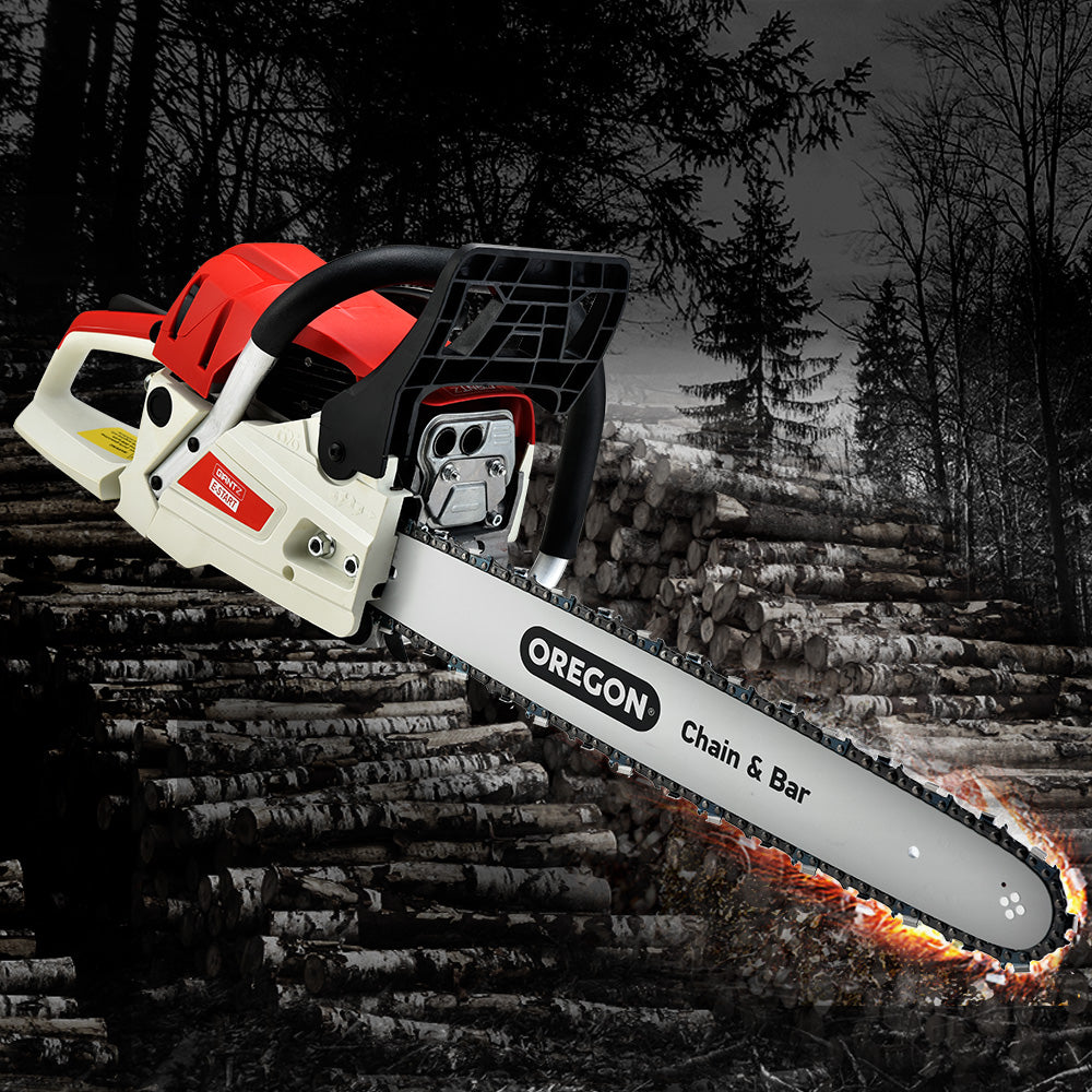 Chainsaw Petrol 52CC 20" Oregon Bar Commercial E-Start Pruning Chain Saw, Chainsaw Petrol 88CC 24" Oregon Bar Commercial E-Start Pruning Chain Saw