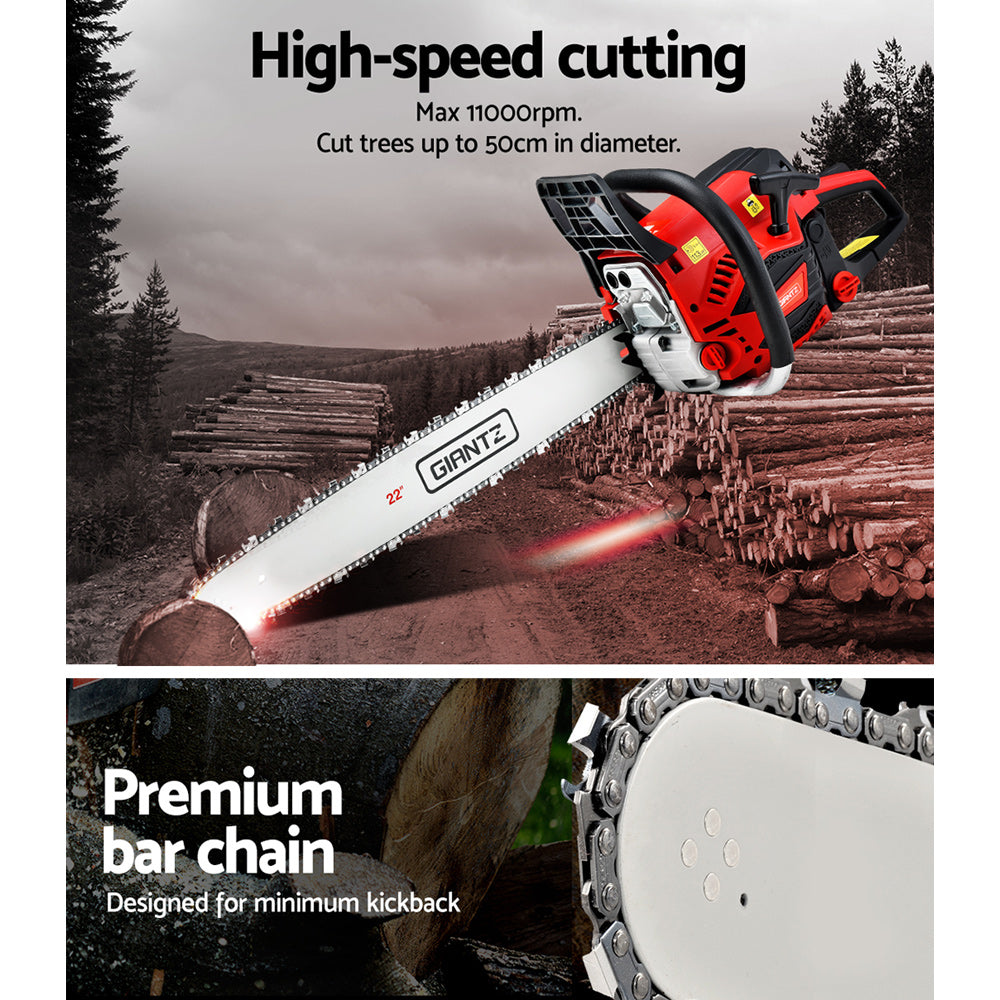 Chainsaw Petrol 58CC 22" Bar Commercial E-Start Pruning Chain Saw, Chainsaw Petrol 58CC 22" Bar Commercial E-Start Pruning Chain Saw 4.2HP