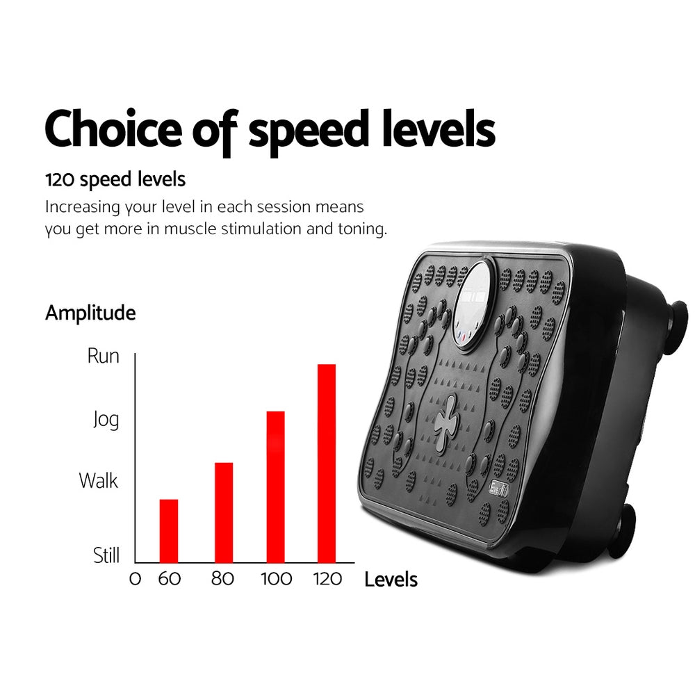 Vibration Machine Platform Vibrator With Resistance Rope Home Gym Black