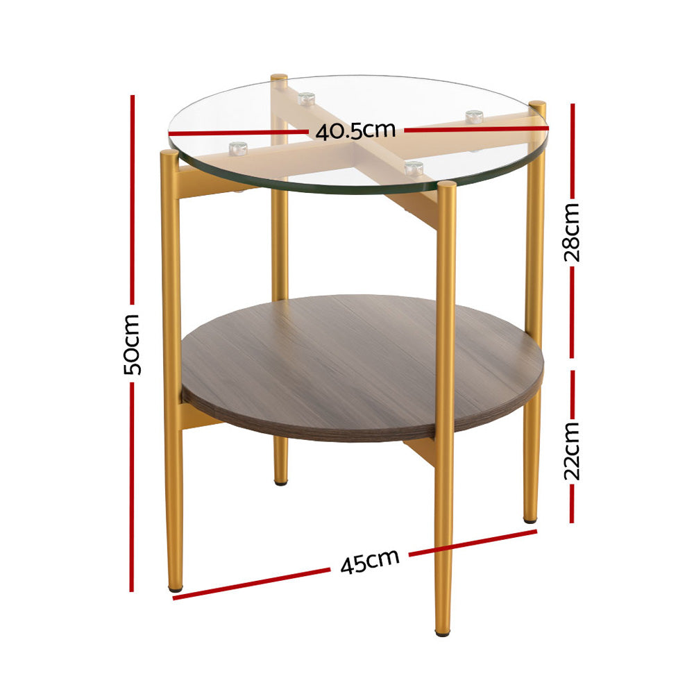 Coffee Table 45CM Round Tempered Glass Carol