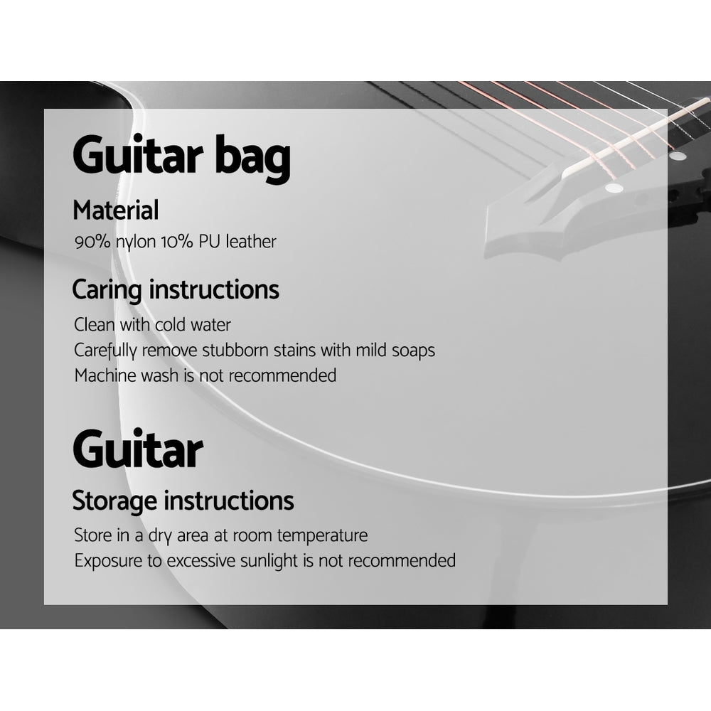 38 Inch Acoustic Guitar Wooden Body Steel String Full Size w/ Stand Black