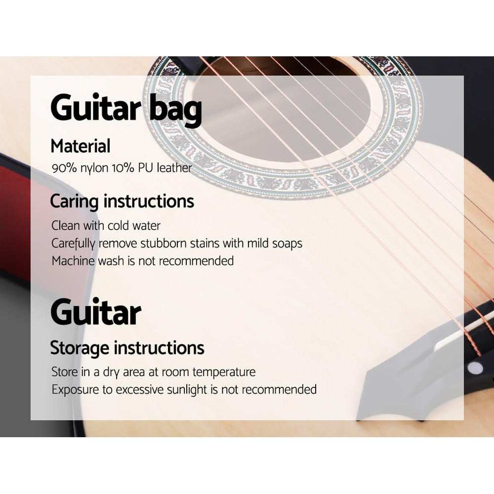 38 Inch Acoustic Guitar Wooden Body Steel String Full Size w/ Stand Wood