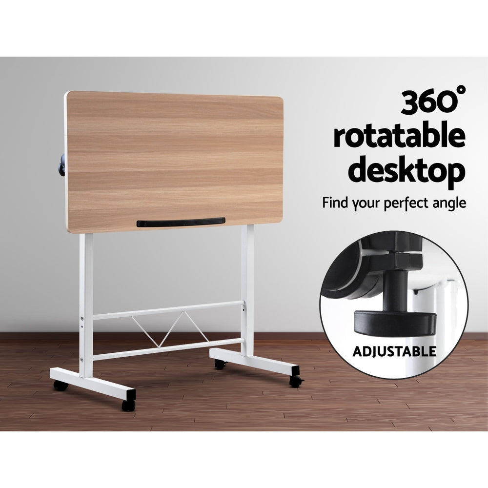 Laptop Desk Table Adjustable 80CM Light Wood