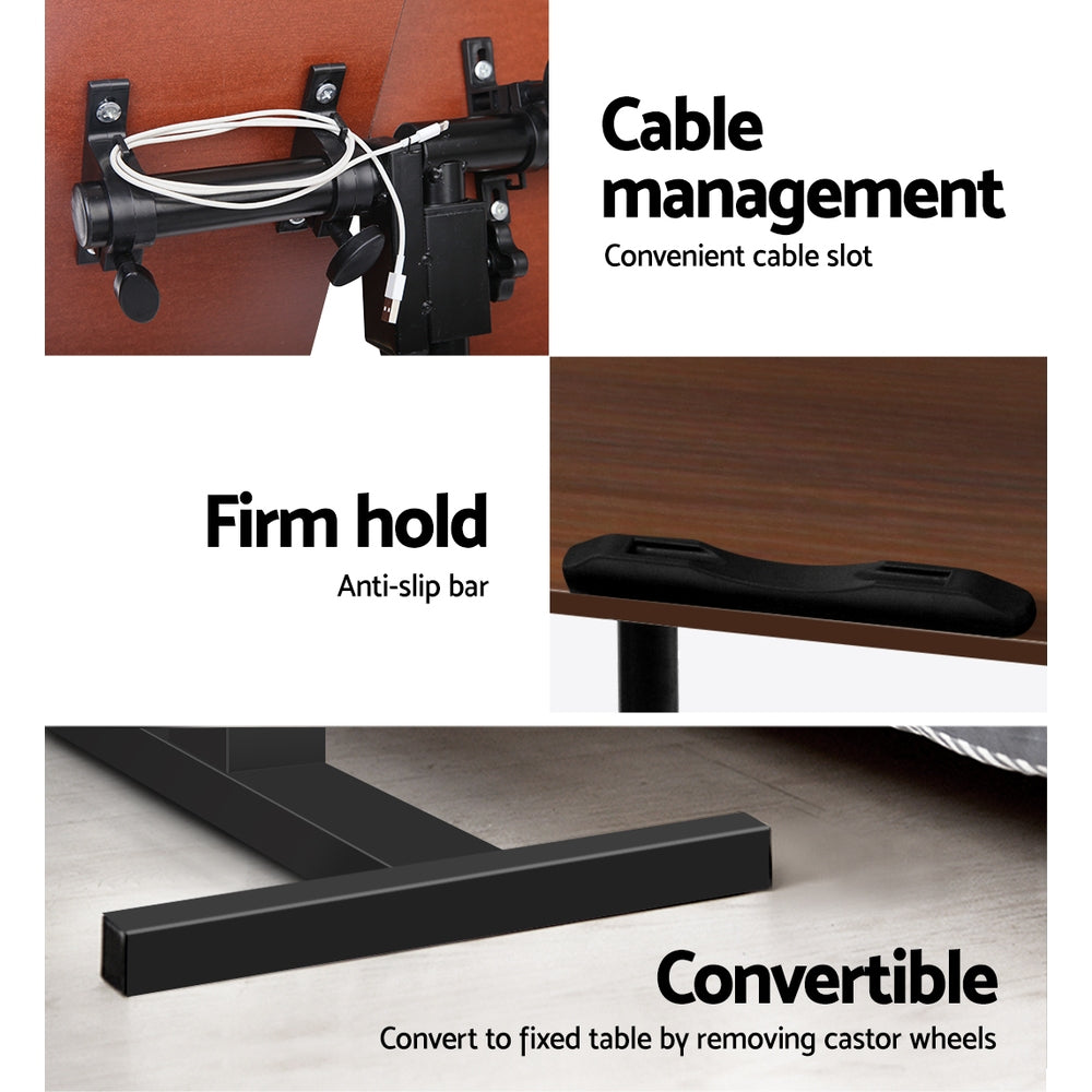 Laptop Desk Table Fan Cooling Walnut 60CM