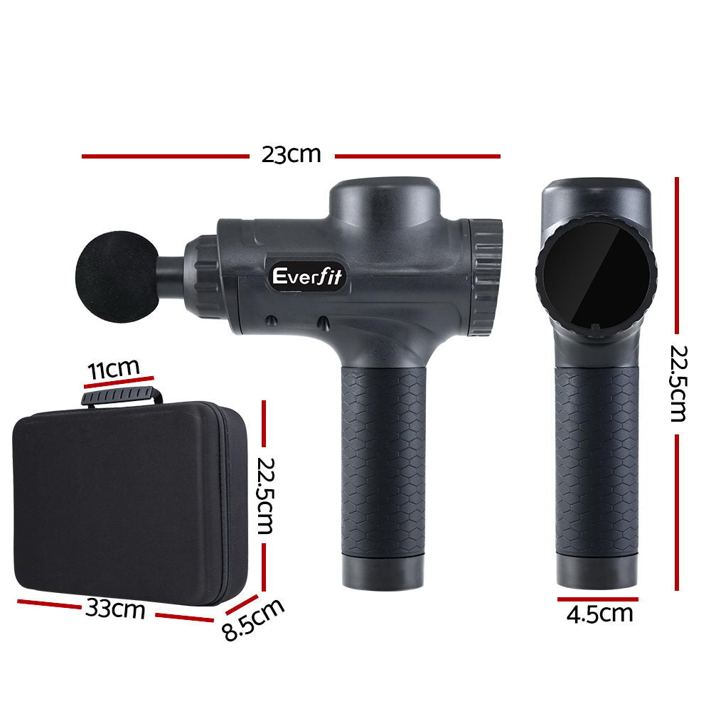 Massage Gun 30 Speed 6 Heads Vibration Muscle Massager Chargeable Black