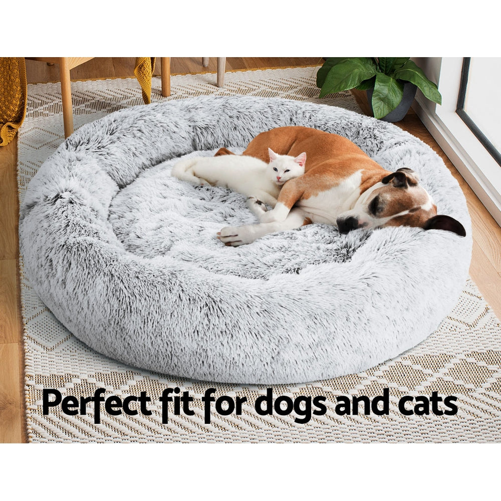 Pet Bed Dog Cat 110cm Calming Extra Large Soft Plush Charcoal