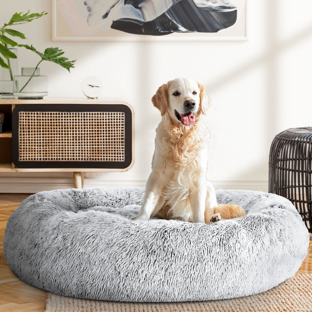 Pet Bed Dog Cat 110cm Calming Extra Large Soft Plush Charcoal
