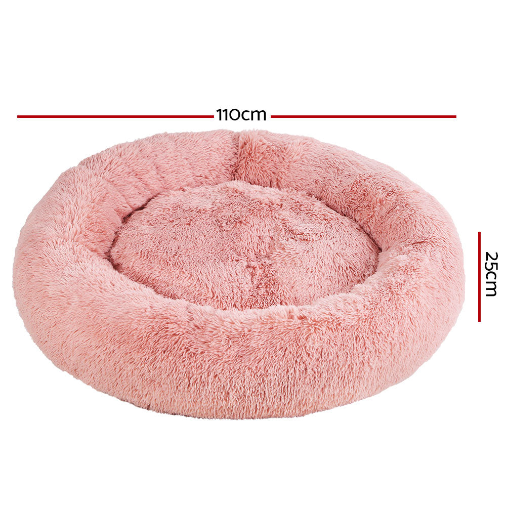 Pet Bed Dog Cat 110cm Calming Extra Large Soft Plush Pink