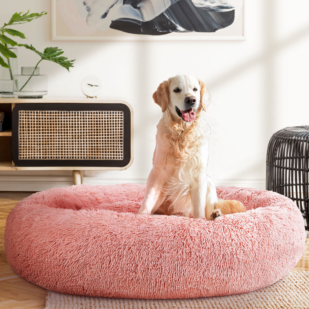 Pet Bed Dog Cat 110cm Calming Extra Large Soft Plush Pink