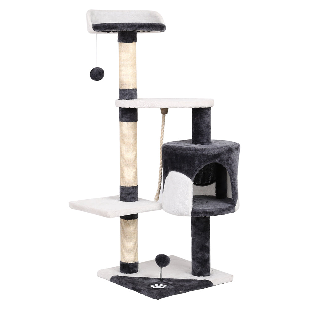 Cat Tree 112cm Tower Scratching Post Scratcher Wood Condo House Furniture