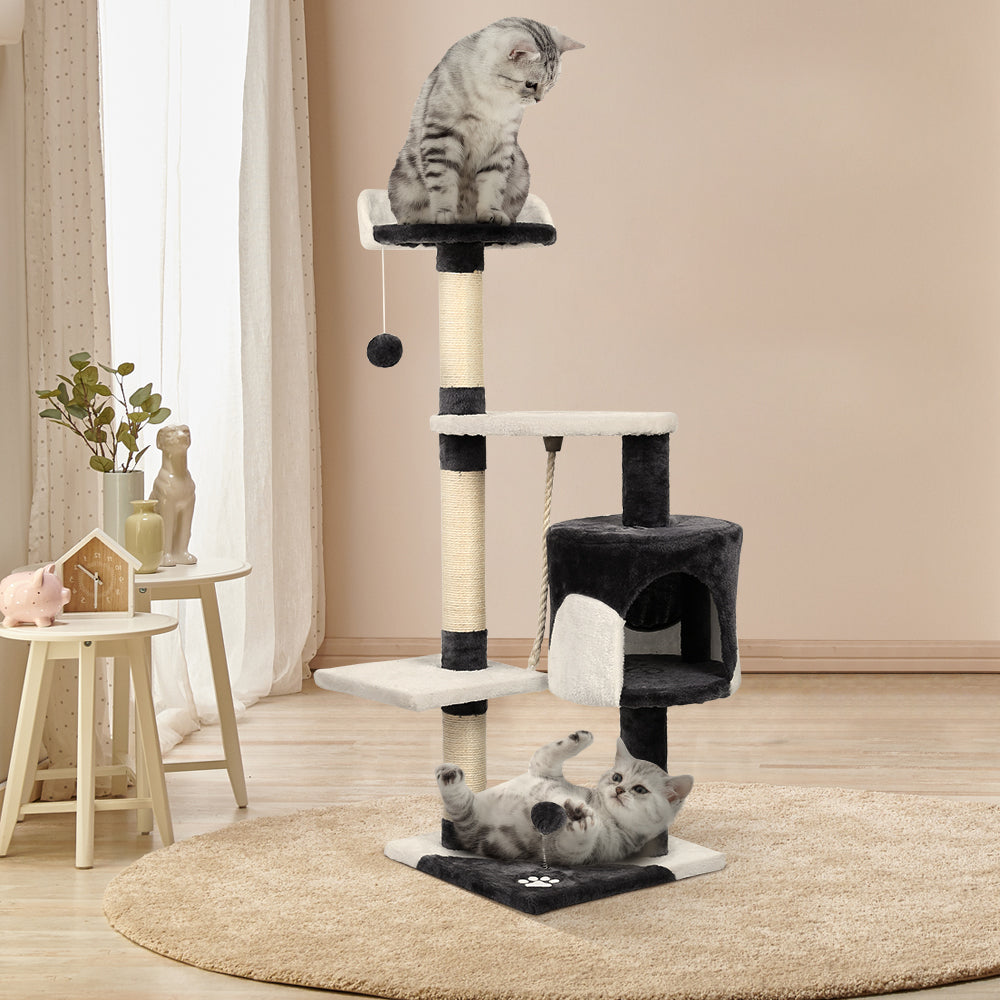 Cat Tree 112cm Tower Scratching Post Scratcher Wood Condo House Furniture