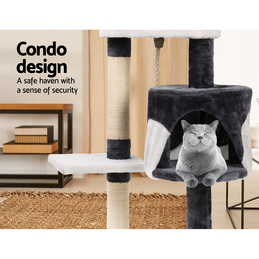 Cat Tree 112cm Tower Scratching Post Scratcher Wood Condo House Furniture