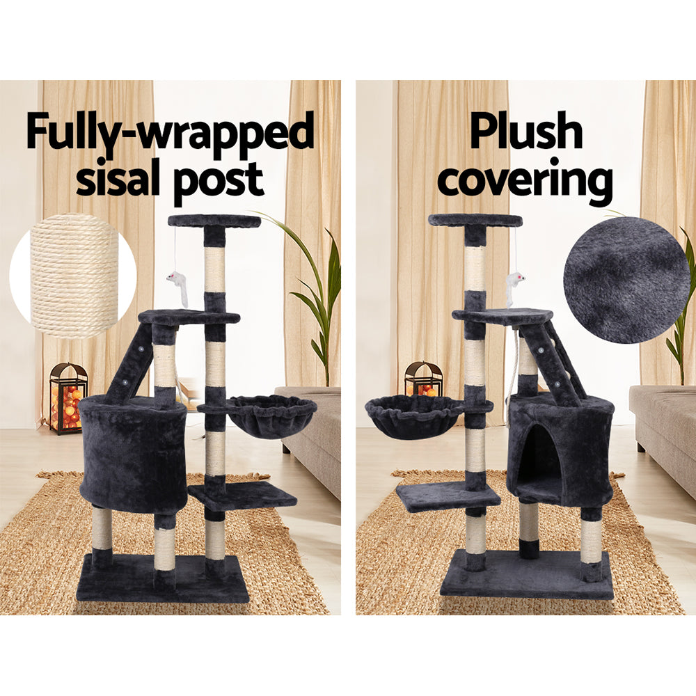 Cat Tree 120cm Tower Scratching Post Scratcher Wood Condo House Bed Toys