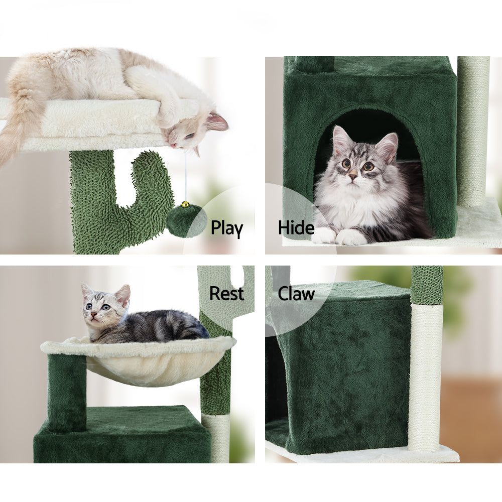 Cat Tree 78cm Scratching Post Tower Scratcher Wood Condo House Bed Toys Green