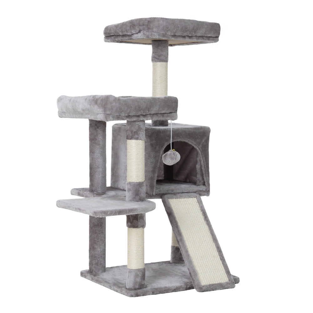 Cat Tree 103cm Tower Scratching Post Scratcher Wood Condo House Trees Grey