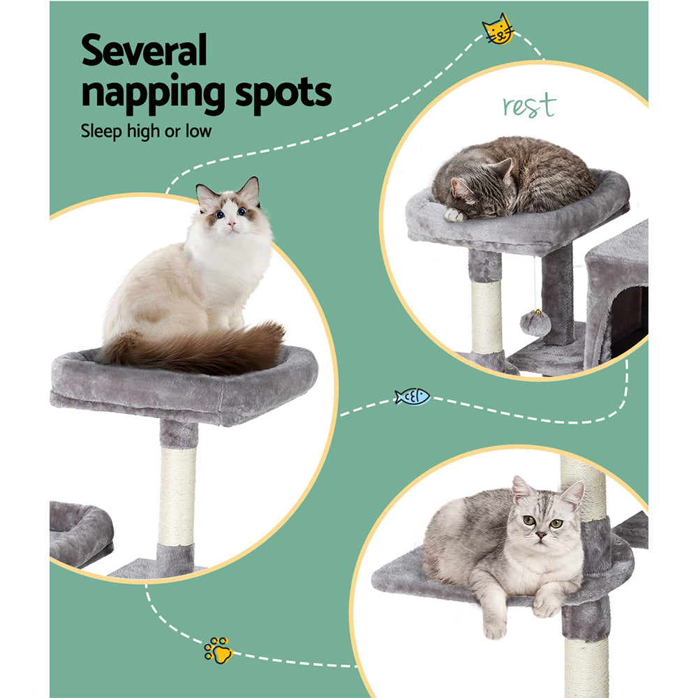 Cat Tree 103cm Tower Scratching Post Scratcher Wood Condo House Trees Grey