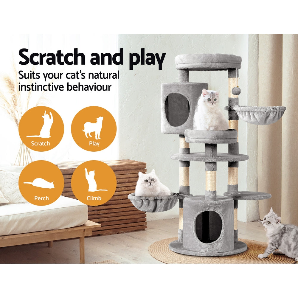Cat Tree 123cm Tower Scratching Post Scratcher Wood Condo House Bed Toys