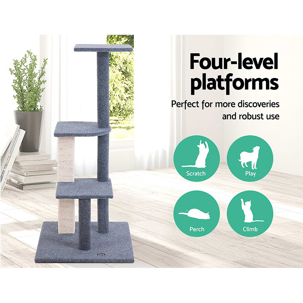 Cat Tree 124cm Scratching Post Tower Scratcher Trees Wood Condo Board