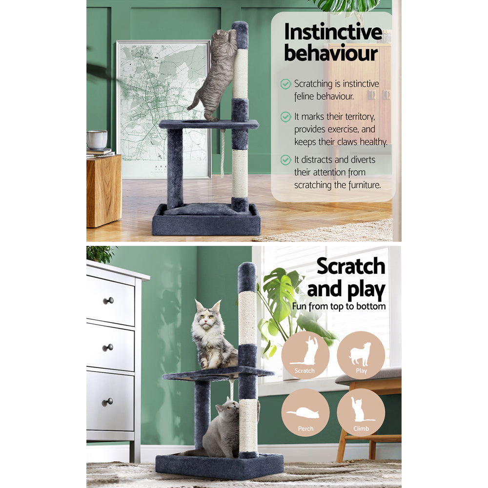 Cat Tree 102cm Scratching Post Tower Scratcher Condo House Board Grey