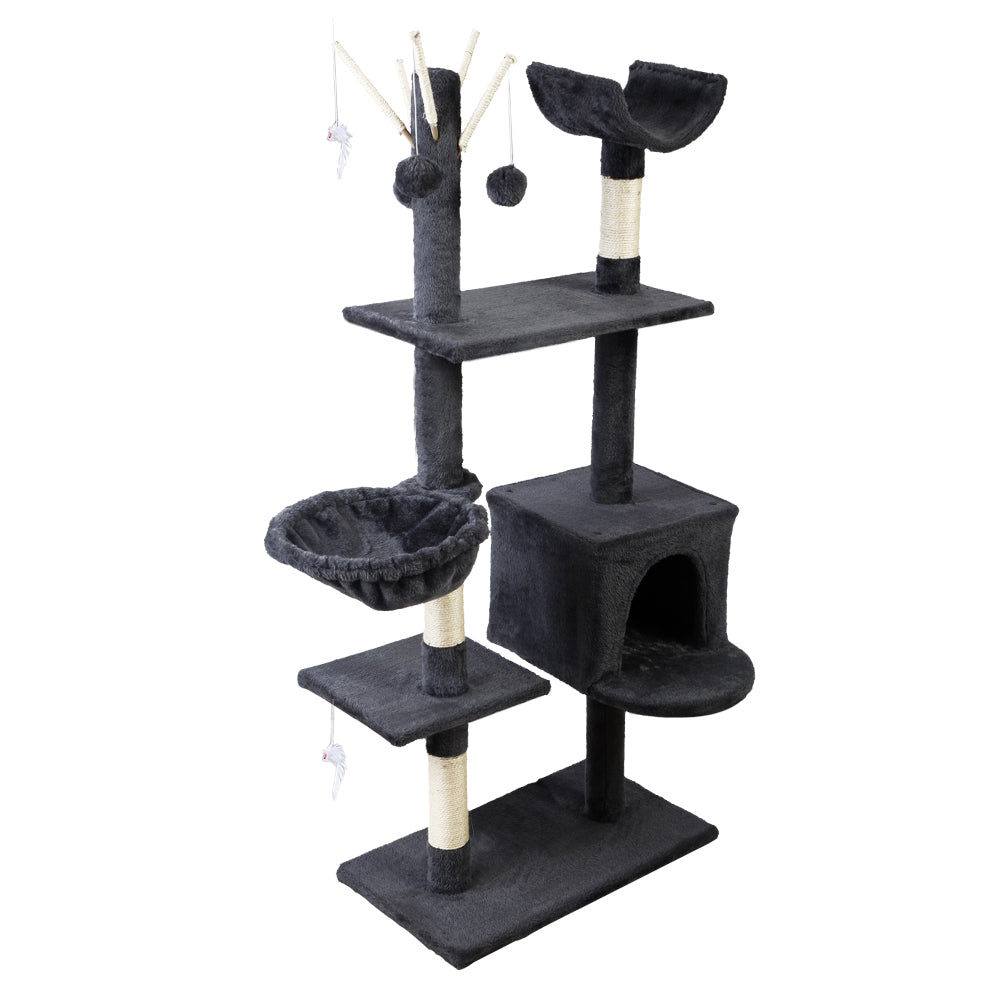 Cat Tree 140cm Tower Scratching Post Scratcher Trees Toys Condo Bed Grey