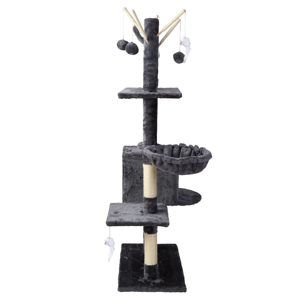 Cat Tree 140cm Tower Scratching Post Scratcher Trees Toys Condo Bed Grey