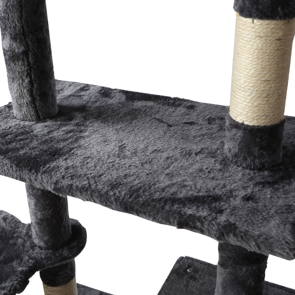 Cat Tree 140cm Tower Scratching Post Scratcher Trees Toys Condo Bed Grey