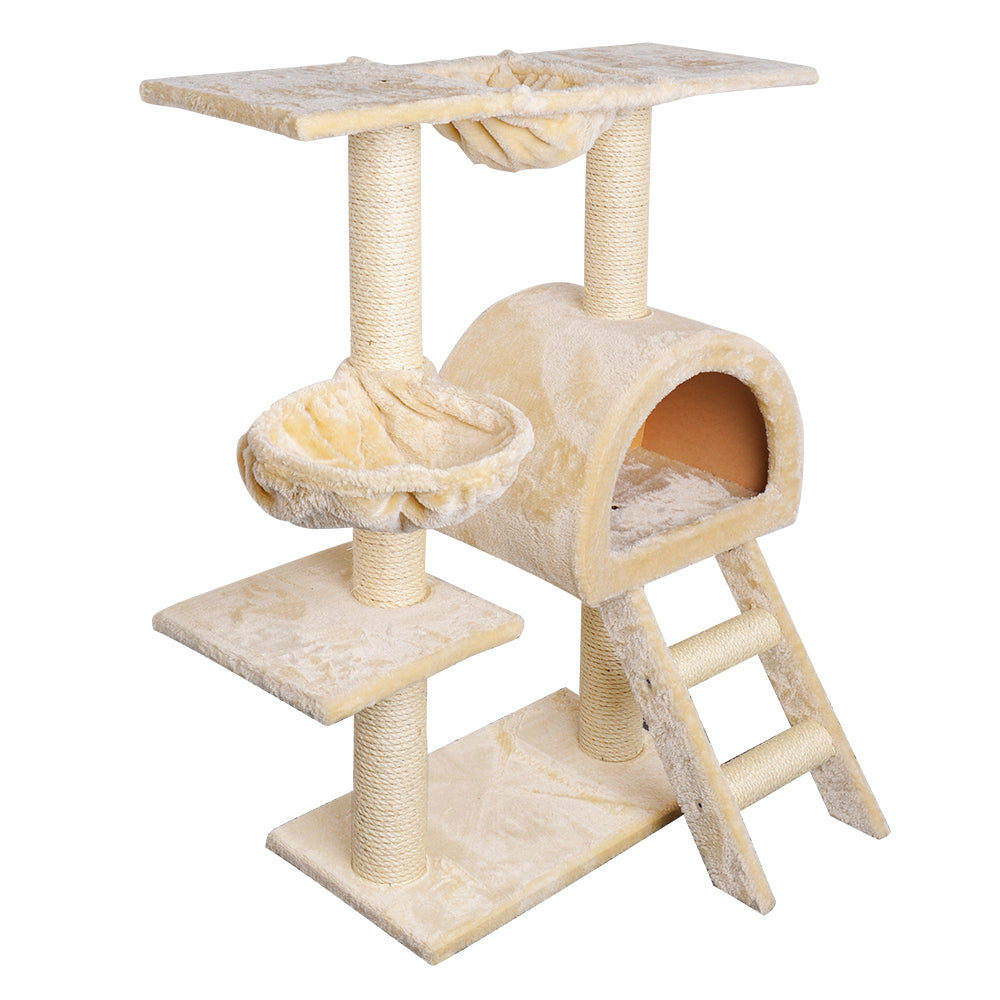 Cat Tree 100cm Tower Scratching Post Scratcher Condo House Trees Bed Beige